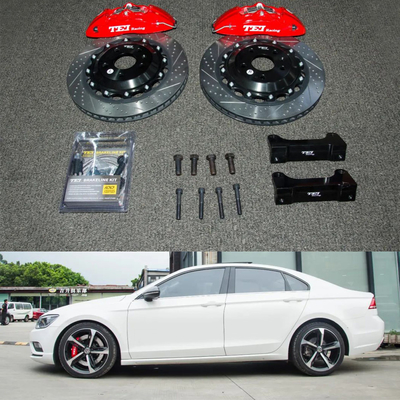 Αγορά 4 Πιστόνια Racing Caliper VW μεγάλο κιτ φρένων 355 * 28 MM High Carbon Disc Racing και φρένα Pads για Lamando 18 ίντσες Rim ηλεκτρονική κατασκευή
